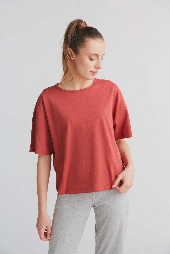 1220-052 | Women Flammé loose-fit T-Shirt, Terracotta