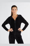 1271-01 | Women Velvet Hooded Jacket - Black