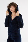 1271-02 | Women Velvet Hooded Jacket - Night Blue