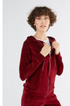 1271-03 | Women Velvet Hooded Jacket - Bordeaux