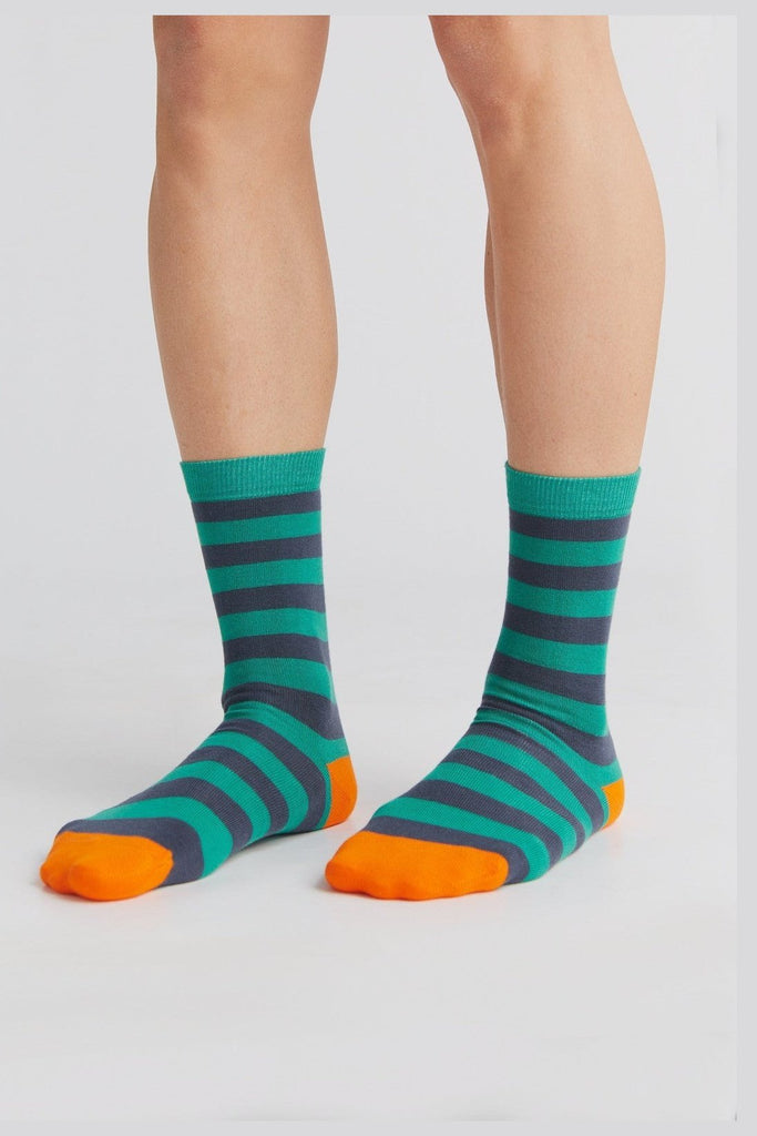 1319 | Unisex Socks,Green-Dark Blue-Orange