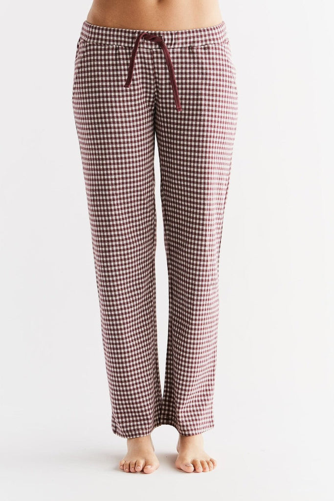 1455-01 | Women Homewear Trouser checked - Eggplant-Natural
