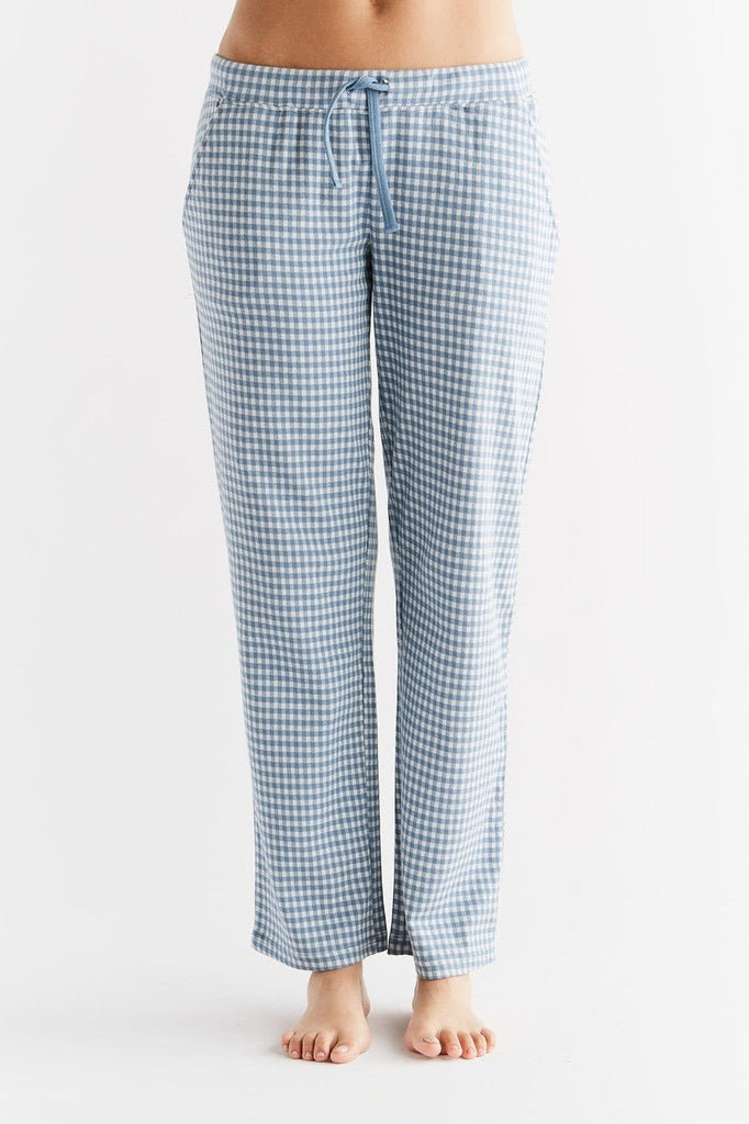 1455-03 | Women Homewear Trouser checked - Denimblue-Natural