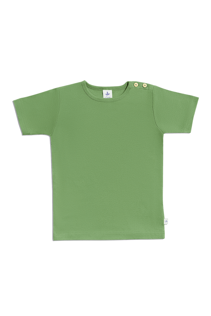 2010W | Kinder Basic Kurzarmshirt - Waldgrün