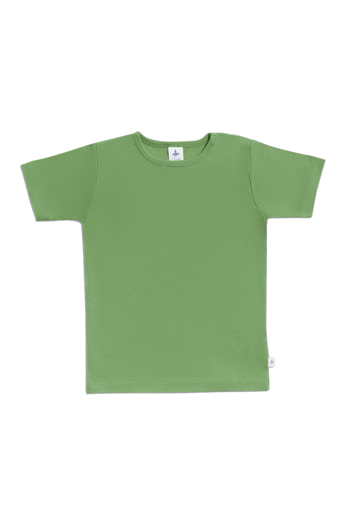 2010W | Kinder Basic Kurzarmshirt - Waldgrün