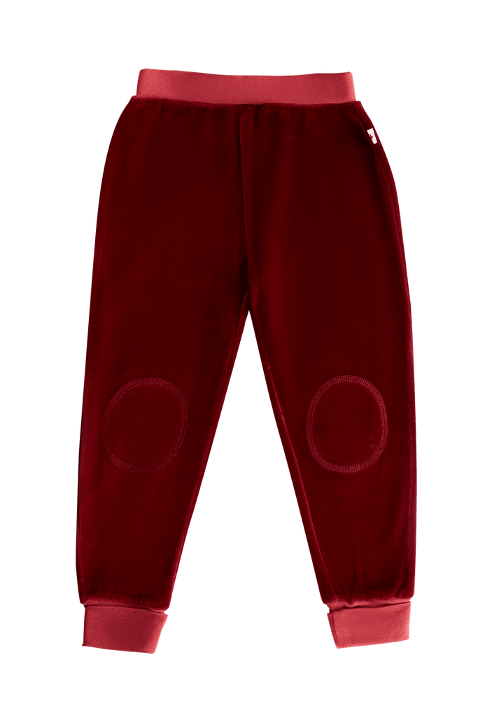 2157 BO | Kids Velvet Pant with narrow waistband - Bordeaux