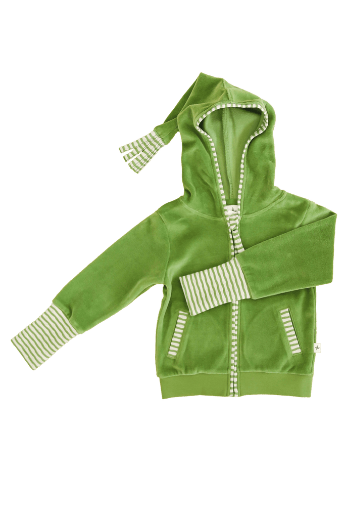 2293 | Baby Kapuzenjacke mit Zipfelkapuze - Waldgrün