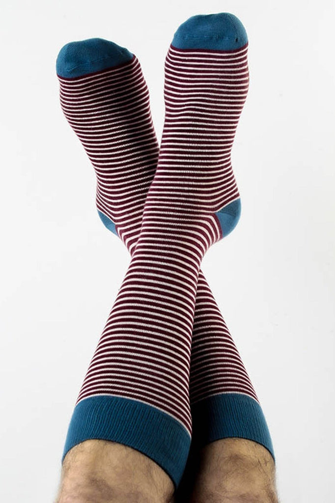 2307 | Stockings striped, Bordeaux-Natural