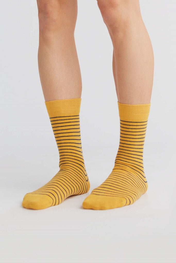2308 | Stockings Mustard yellow/Indigo