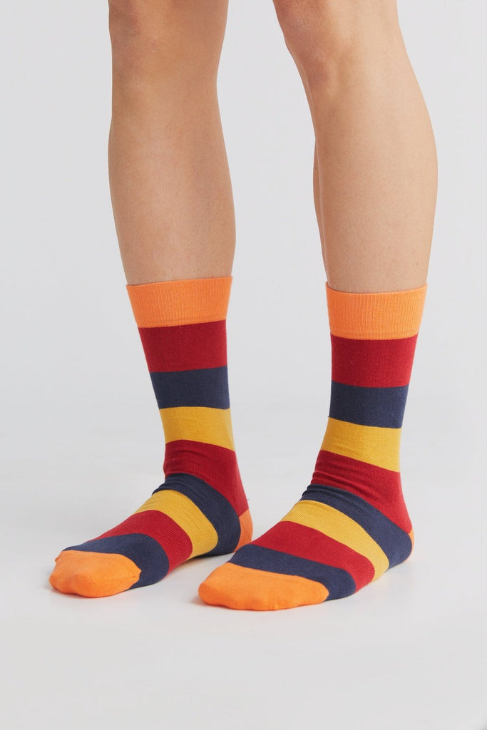 2313 | Stockings orange/cherry red/indigo/mustard yellow