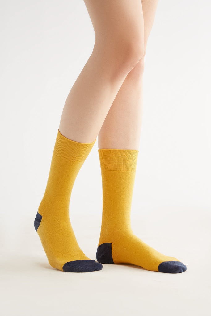 2317 | Stockings, mustard yellow/Indigo