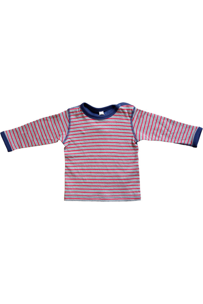2397 | Baby Reversible Longsleeve Shirt - Tomato Red-Light Grey