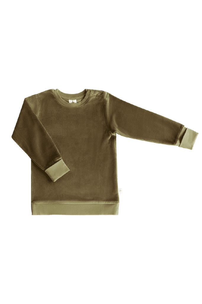 2477 OL | Kids Velvet Sweatshirt - Olive Green