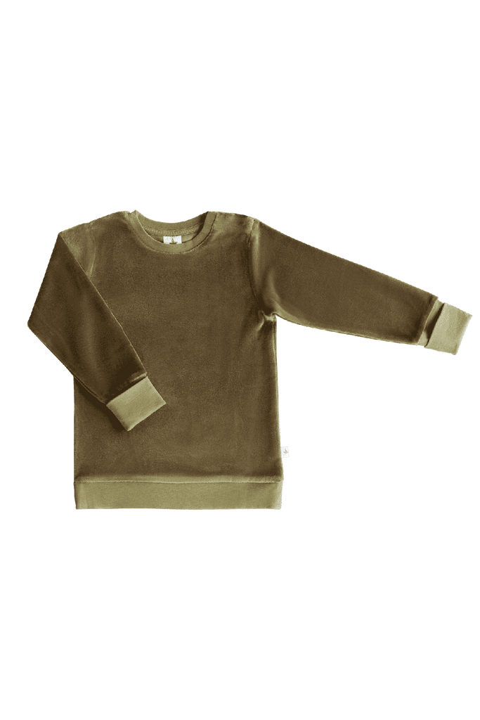 2477 OL | Baby Velvet Sweatshirt - Olive Green