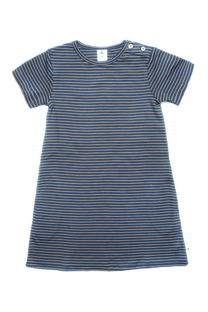 2621INI | Baby Short Sleeve Dress - Indigo/Off-White