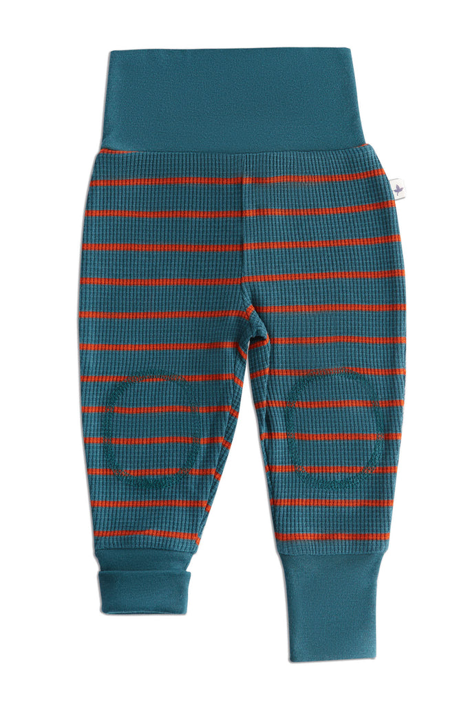 2869 WS | Waffle Knit Baby Pant with extra long waistband - Fir/Tabasco