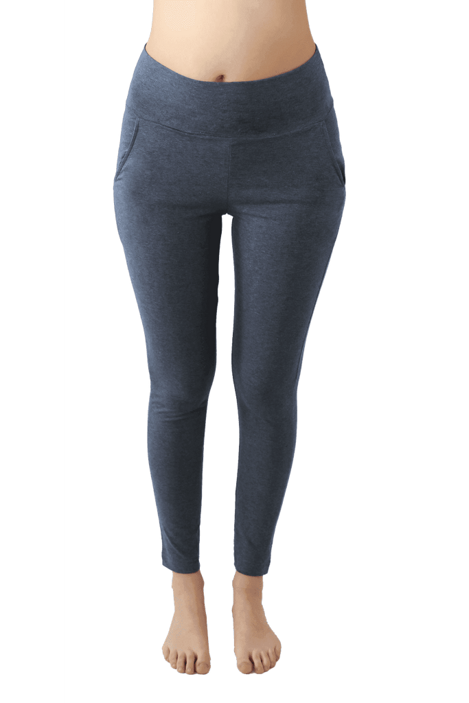 4061NM | Women Yoga Pant with side pockets - Navy-Melange
