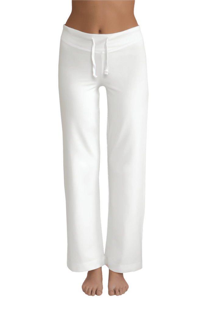 4207N | Damen Yogahose mit Rippbund - Naturweiss