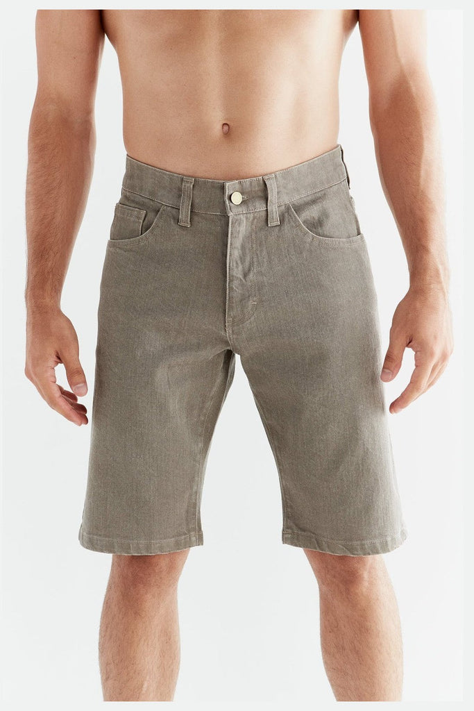 MA3018-395 | Men Clay Dyed Denim Shorts in Ton washes - Pebble